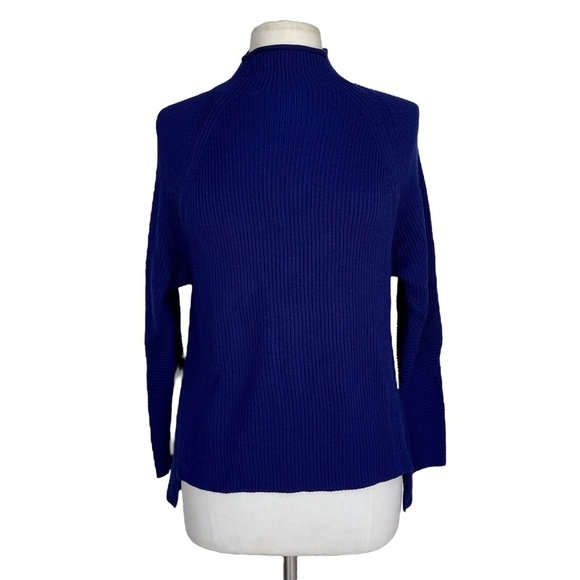 ELIE TAHARI Sweater For DESIGNATION Size S Blueberry Long Sleeve Knit High-neck - Picture 1 of 2